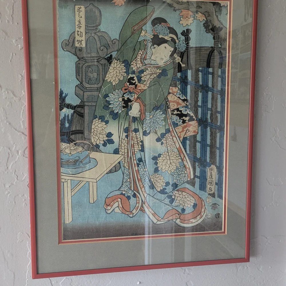 Japanese woodblock Art print ukiyo-e by Utagawa Kunisada Framed Wall Art Geisha